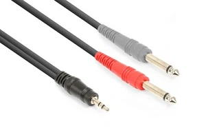 Vonyx Adapterkabel Miniklinke 3.5mm Stereo / 2x 6.3mm Klinke Mono 1,5m - Bild 1 von 1