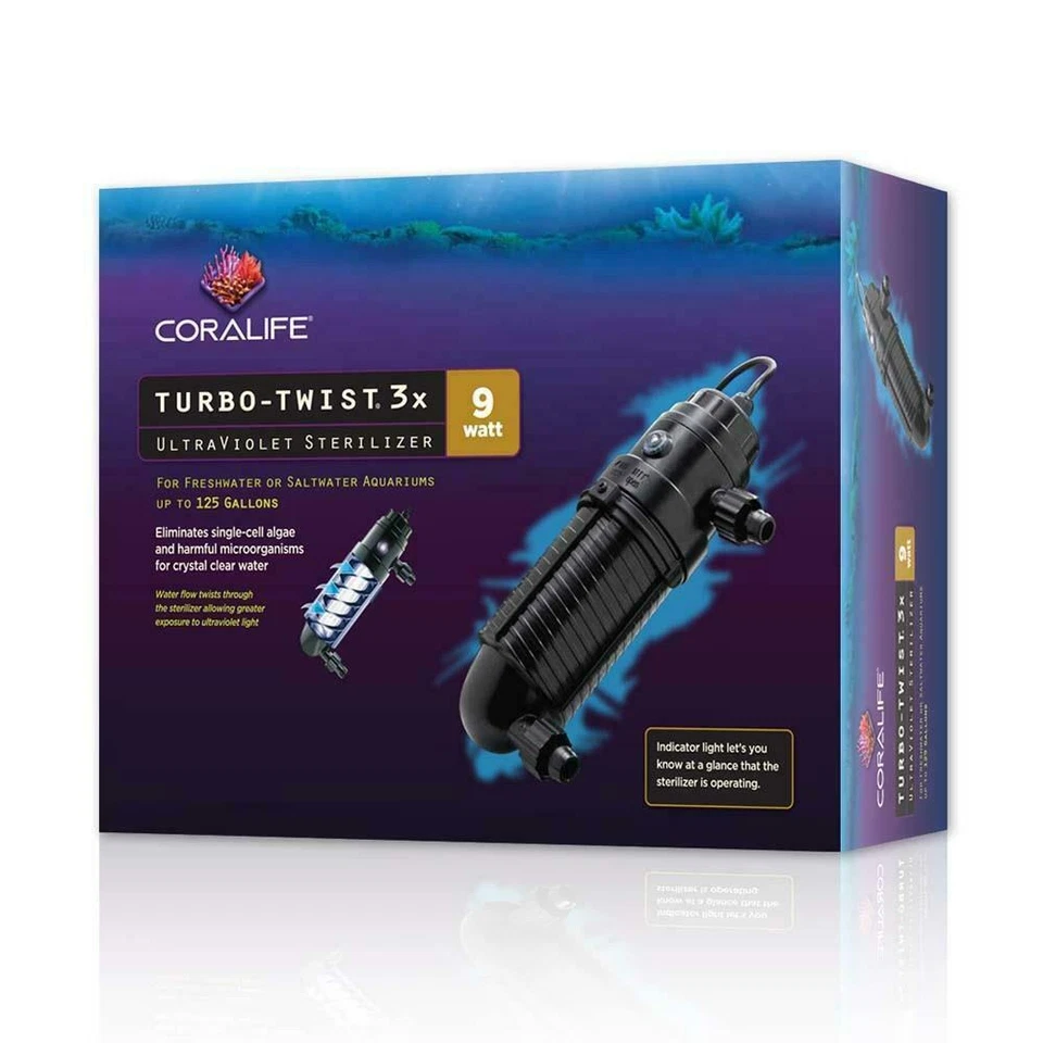 TURBO TWIST 3X ULTRAVIOLET STERILIZER 9W (125 GAL) - CORALIFE