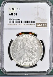 1888 Morgan Dollar NGC Certified AU58 - Picture 1 of 2