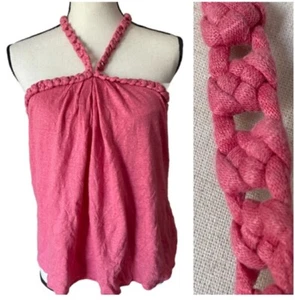 Banana Republic 100% Leinen rosa geflochten Neckholder Top ärmellos Strick XL - Bild 1 von 8