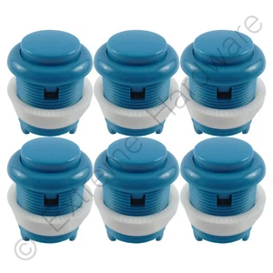 6 botones y microinterruptores arcade convexos redondos estilo hoja azul 28 mm - MAME - Imagen 1 de 3