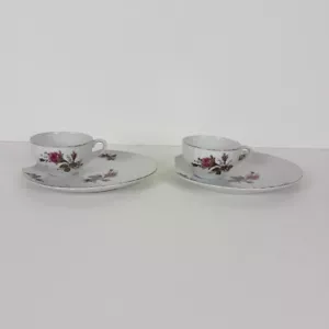 8789: Vintage Japan Tea Snack Set 31/10 2 sets Moss Rose Pattern - Picture 1 of 5