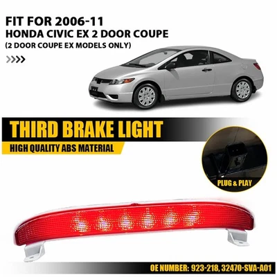 Tercera luz de freno trasera LED roja para Honda Civic EX 2006-2011 cupé de 2 puertas EE. UU. Foto 1 de 4