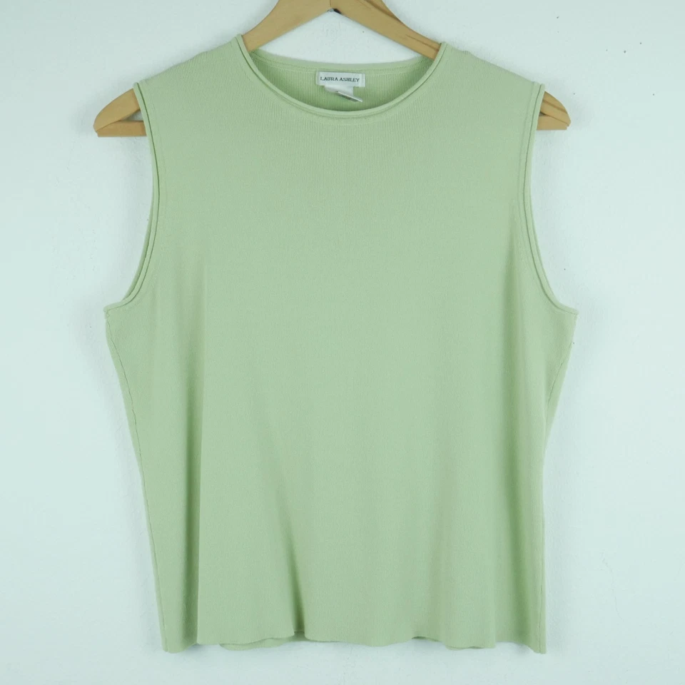 Camiseta sin mangas Laura Ashley mediana verde salvia tejida suave niña cottagecore Foto 1 de 4