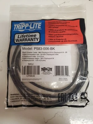 Tripp-Lite Model P583-006-BK Mini Displayport M to Display M 6ft - Image 1 of 3