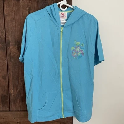 Sudadera con Capucha Quacker Factory Algodón Manga Corta Cremallera Bordada Tropical Talla XL Foto 1 de 4