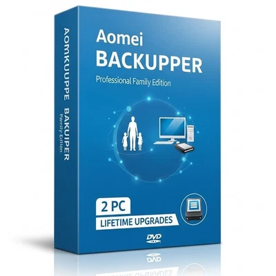 Aomei BackUpper Professional Family Edition  | 2 PC   LifeTime Upgrades DVD - Image 1 of 3