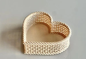 Heart-Shaped Plastic Woven Basket | 3D Printed Home Decor - Picture 1 of 6