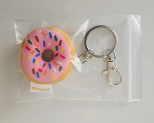 2023 Dunkin Soft Plush Strawberry Frosted Donut Keychain - Picture 1 of 5