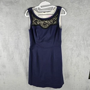 Lilly Pulitzer Dress Womens 6 Blue Navy Embellishment Fit Flare Sleeveless Lined - Picture 1 of 9