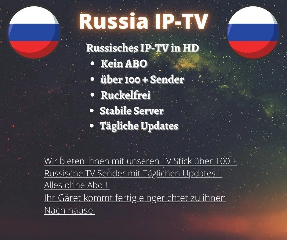 Russisches Fernsehen,Russkoe TV, Russische TV, Kartina TV ähnlich ohne Abo ! - Bild 1 von 1