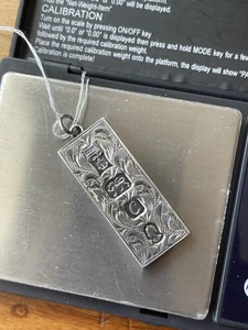 Vintage Sterling Silver Ingot Pendant Chain Necklace.Jubilee 31.67g . 5 cm drop - Picture 1 of 3