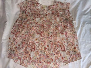 Cynthia Rowley Bluse bunt Paisley Größe 2X Flatterärmel Knöpfe Polyester - Bild 1 von 24