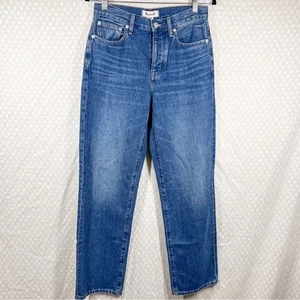 Madewell Women Jeans Sz 25 Dark Wash Low Slung Straight Leg Denim Button Fly - Picture 1 of 7