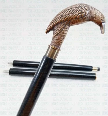 Bastón plegable victoriano con mango de pájaro de madera negro regalo para hombres/mujeres Foto 1 de 4