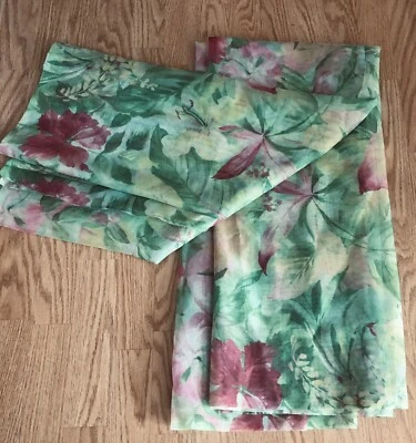 "Tela vintage de gasa sintética transparente, floral, verde rosa, 58"" de ancho x 5 yardas" Foto 1 de 4