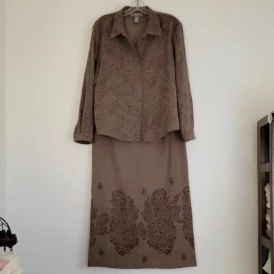 Top y falda midi Norton McNaughton 2 piezas estampado tostado 12P Foto 1 de 4