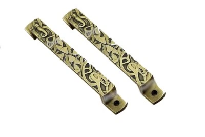 Antique Brass Finish Main Door Pull Handle Set 2 Pcs 7 Inch - Image 1 of 4