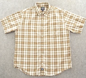 Roots Canada Shirt Mens Extra Large Brown Button Up Plaid Short Sleeve - Picture 1 of 13