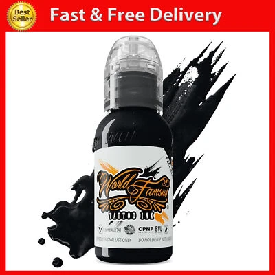 Tinta para tatuaje Blackout Black, mundialmente famosa, segura para la piel, profesional, alto pigmento, 1 oz Foto 1 de 4