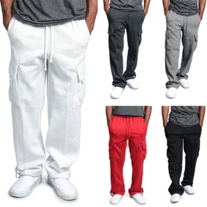 Mens Joggers Pants Tracksuit Bottoms Loose Trousers Joggings Straight Sweatpants - Picture 1 of 16