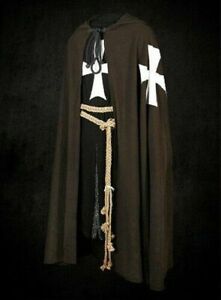 Medieval Cape & Tabard - White Templar Tunic Surcoat & Cloak - Cape Costume