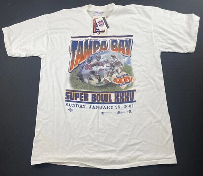 Camiseta De Colección Tampa Bay Bucs Super Bowl XXXV 2001 Puntada Única Nueva Con Etiquetas Talla XL Foto 1 de 4