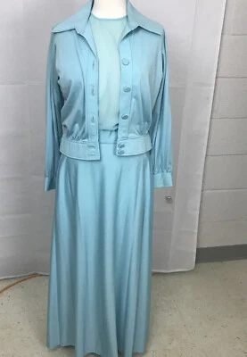 Vintage Lillie Rubin Designer Womens Top Skirt Jacket Blue Size 14 Long Sleeves - Image 1 of 4