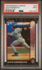 1999 Bowman Chrome Refractor #265 Alex Rodriguez PSA 9 Mint Low Pop Mariners - Picture 1 of 2