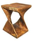 Table racine en teck carré sculptée à la main tabouret en bois massif extrémité lampe latérale table abstraite