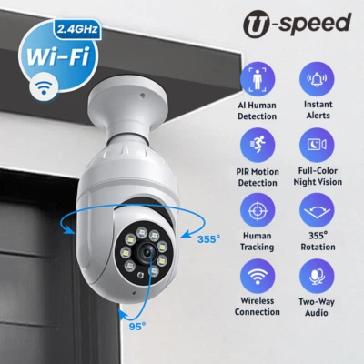 1080P Full-Color Night Vision 360-Degree Wireless Security Surveillance Camera - Image 1 of 4