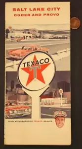 1963 Texaco Oil Gas Service Station Salt Lake City Provo Ogden Utah Road Map---- - Picture 1 of 1