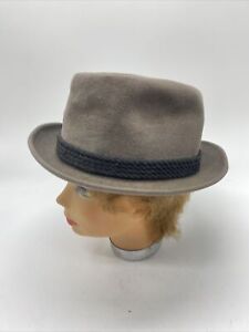 Vintage Fedora BOURSE CELLINI Hat Brown Suede Forest Hill Cle. 7 1/8”