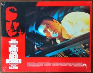 Close up of Alec Baldwin with gun Hunt for Red October original Lobby Card 5951