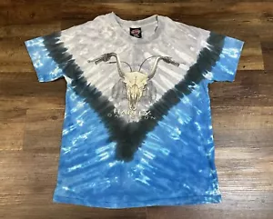 Vintage 1997s Harley Davidson Motorcycles T-Shirt 90s Skull Tie Dye Size L Rare - Picture 1 of 8