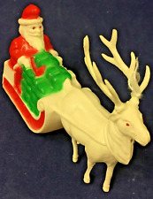 1945 Vintage Celluloid Santa in Sleigh Figurine 3" Tri-colored