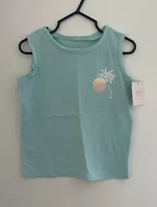 Grayson Mini Toddler Girls Palm Tree Lightweight Sleeveless Top Aqua 3T NWT - Picture 1 of 2