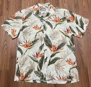 Paradise Found Shirt Mens Medium Birds Of Paradise Hawaiian Rayon Aloha - Picture 1 of 10