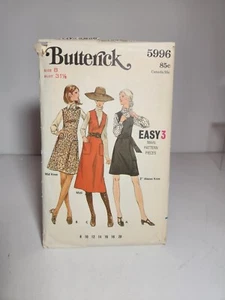 Size 8 BUTTERICK Vtg Sewing Pattern 5996 Easy 3 Pieces A Line Jumper Dress  - Picture 1 of 5