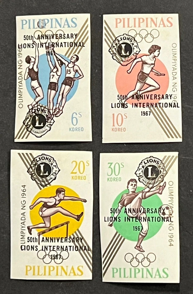 Travelstamps: 1967 Philippines Imperf Stamps 50th Anniv. Lion’s Int’l MOGH - Image 1 of 4