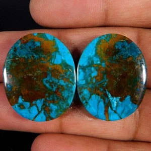 48.45Cts. Natural Blue Unique Azurite Pair Oval Cabochon Reiki Healing Gemstone - Picture 1 of 3