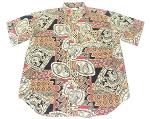 Career Club mens large paisley Egyptian ornamental textile design button shirt - Picture 1 of 9