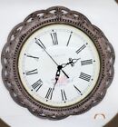 Vintage 11¼" Ingraham Ornate Metal Quartz Wall Clock Mid Century