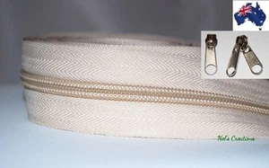 Medium Light No 8 Duty Tent, Camping Continuous Zipper, Zip, Meter, beige - Foto 1 di 11
