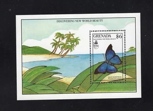 Minihoja Granada 1986 Giant Hairstreak Azul Mariposa Estampillada sin montar o nunca montada Sc 1818 SG MS2099a - Imagen 1 de 1