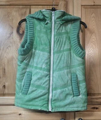 Chaleco Chaqueta Vanity Sin Mangas Cremallera Completa con Capucha Opcional Verde Envejecido Punk Med Foto 1 de 4