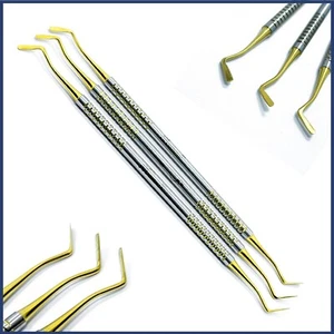 Dental Flat Plastic Composite Filling Instruments Titanium Coated Tips Set of 3 - Picture 1 of 3