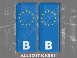2x3D Aufkleber Resin gewölbt Euro BELGIEN Nummernschild Auto Plakette Klebeaufkleber - Bild 1 von 1