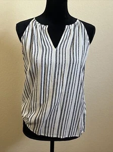 Old Navy Top Shirt, White with Black & Yellow Stripes, Sleeveless, Women XS NWT - Picture 1 of 9