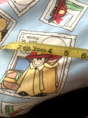 Vtg 3/4 Yd 42WX23L MARCUS BROTHERS Kids FIREMAN Flannel FABRIC Quilting Blue Red - Image 1 of 4